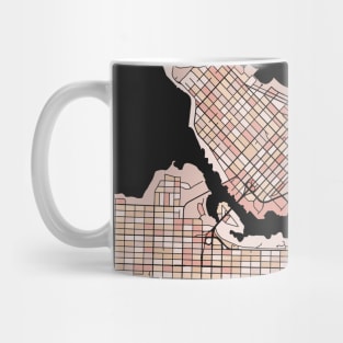 Vancouver Map Pattern in Soft Pink Pastels Mug